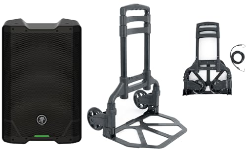Audiosavings Bundle: Mackie SRT210 10 1600 Watt Powered Active DJ PA Speaker w/Bluetooth Bundle with Rockville GigMate DJ/Musician Aluminum Trolley Transport Hand Truck - Folds Flat (2 Items)