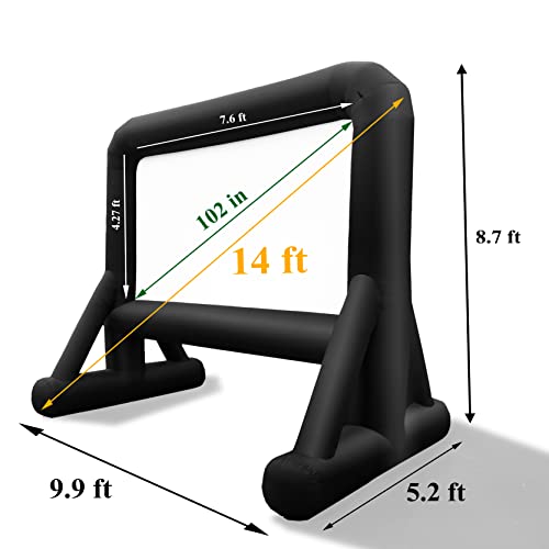 14 FT Inflatable Movie Screen Outdoor Projector Screen for Outside Backyard Movie Night Easy Setup Mega Blow Up Screen, Great for Barbecue Pool Party Outdoor Drive-in Theater - Front/Rear Projection - size: 14 FT