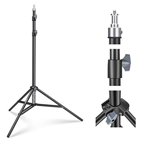 NEEWER Photography Light Stand 2.85-6.6ft/87-200cm, Spring Loaded Aluminum Tripod Stand with ø28mm Thicker Tube Diameter for Ring Light/LED Light/Strobe Flash/Softbox, Max Load 22lbs, ST-200 - size: 200cm w/Spring Loaded