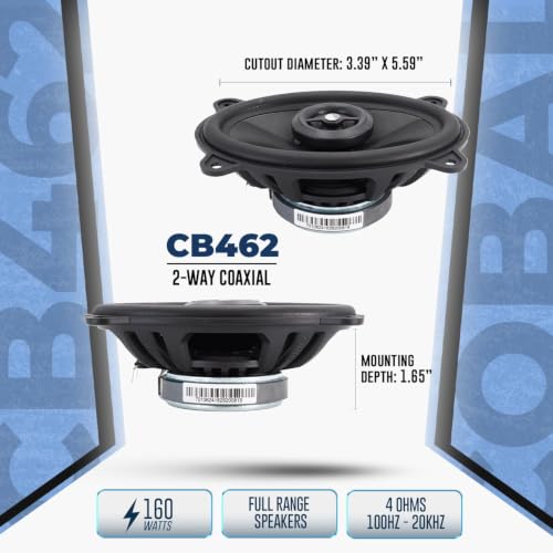 ORION Cobalt CB462 4x6 2-Way Coaxial Car Speakers, 160W Pair | Full Range Audio, Polypropylene Cone, Butyl Rubber Surround, Easy Installation - style: 4x6" 160 Watts