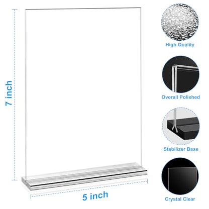 EHWINE 16 Pack Acrylic Sign Holders 5x7 Double-Sided Tabletop Display Stands for Menus Flyers & Signs, Clear Acrylic Picture Frame for Office Business Store & Events - size: 16 Pack 5x7 Inch