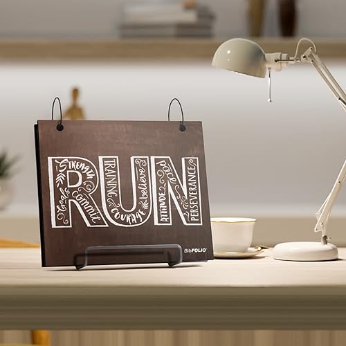 Gone For a Run BibFOLIO Race Bib Album - Inspire To Run - 9.5x8 | Wood Cover, Twist Cable Rings, Race Bib Holder, Holds Up to 100 Bibs, Includes 12 Vinyl Sleeves, Marathon Runner Gift - color: Inspire to Run