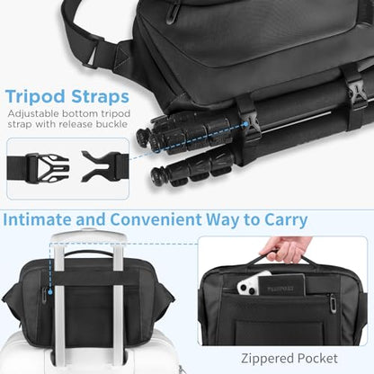 TAAOKA Camera Sling Bag,Waterproof Camera Case with Tripod Holder,Lightweight DSLR/SLR/Mirrorless Camera Bags Crossbody for photographers-Black - color: Black