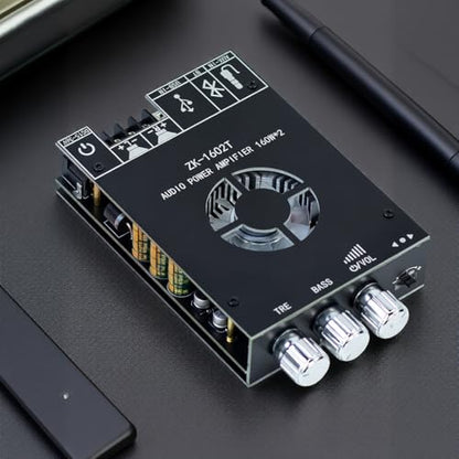Hosyond ZK-1602T Bluetooth Amplifier Board, 2.0 Channel 160W+160W Stereo Audio Amp with Treble & Bass Control, DC 15-36V Power Supply, Bluetooth 5.0 & AUX Inputs for Home DIY Speakers - style: ZK-1602T