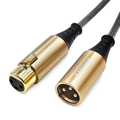 XLR Cable 3.3 Feet/1 Meter 3 Pin Microphone Female to Male Balanced Shielded Cable, Fibre Braiding with 22AWG Oxygen-Free Copper(OFC) Mic Cord for Speaker and Audio System - size: 3.3ft(1 meter)