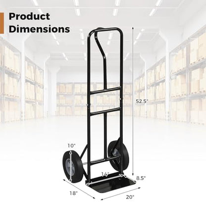 Goplus Metal Hand Truck, Heavy Duty Dolly with 600 LBS Capacity | Moving Dolly Cart with 2 Rubber Wheels, P-Handle, Folding Base Plate, for Office, Home, Warehouse Use - color: Black