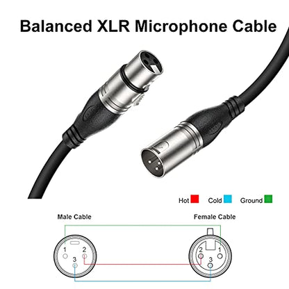 EBXYA XLR Cable 35ft 2 Packs Microphone Cable with 3-Pin XLR Male to Female | Balanced, Professional Shielded, for Mic, Mixer, Speaker Systems, Radio Station and Podcast, Black - color: Black, size: 35 Feet-2 Pack