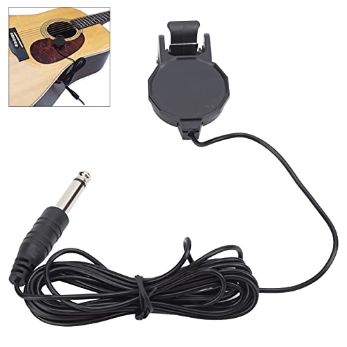 aqxreight Clip On Piezo Pickup Microphone for Acoustic Guitar Violin Ukulele Soundhole Instrument Pickup Transducer Clamp On Design ABS Metal Construction Clear Sound Musical Accessories