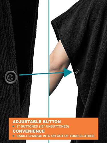 SUN CUBE Surf Poncho Changing Robe with Hood, Wetsuit Changing Hooded Towel | Thick Quick Dry Microfiber, Wetsuit Changing Towel, Surfing Beach Swim Outdoor Sports Cover Up, Adult Wearable Poncho - color: Black