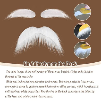 Honcloud DIY Self Adhesive Novelty Fake Mustache Facial Hair - color: White(eyebrows and Mustache)