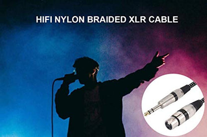 XLR Female to 1/4 Inch TRS Cable 50 FT, Nylong Braided XLR 3 Pin Female to 6.35mm TRS Male Balanced Wire Mic Cord (Pure Copper Conductors) - size: 50FT