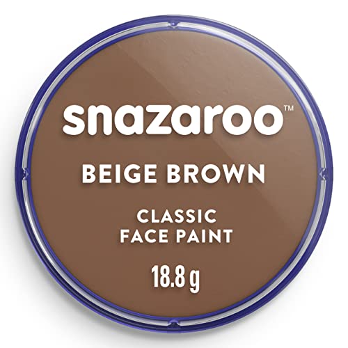 Snazaroo Classic Face and Body Paint, 18.8g Pot, Beige Brown | Non-Toxic Hypoallergenic, Safe, Washable, Face & Body Paint for Halloween, Cosplay Costumes, Dress Up, Parties and Festivals - color: Beige Brown, style: 18.8g (0.66-oz) Pot