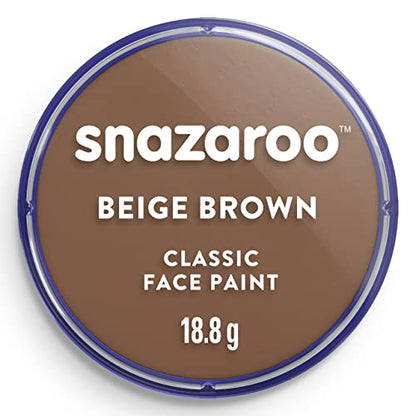 Snazaroo Classic Face and Body Paint, 18.8g Pot, Beige Brown | Non-Toxic Hypoallergenic, Safe, Washable, Face & Body Paint for Halloween, Cosplay Costumes, Dress Up, Parties and Festivals - color: Beige Brown, style: 18.8g (0.66-oz) Pot