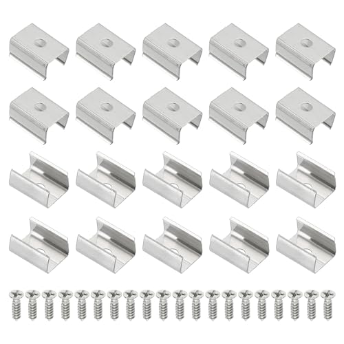 PATIKIL LED Strip Clips, 80pcs Stainless Steel Mounting Brackets Fixing Clip Clamp Support Holder with Screws for 9mm to 10mm LED Strip Lighting Cable - size: 9mm to 10mm