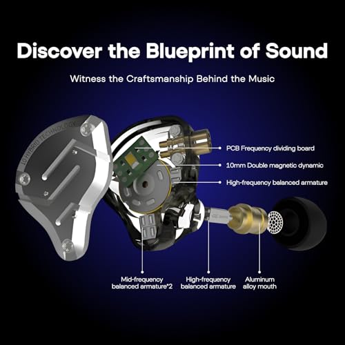 Linsoul KZ ZS10 Pro, 4BA+1DD 5 Driver in Ear Monitor, HiFi Wired Earbuds, Gaming Earbuds, Hybrid IEM Earphones with Stainless Steel Faceplate, Detachable Cable for Musician(Without Mic, Dark Black) - color: Dark Black, style: Without Mic