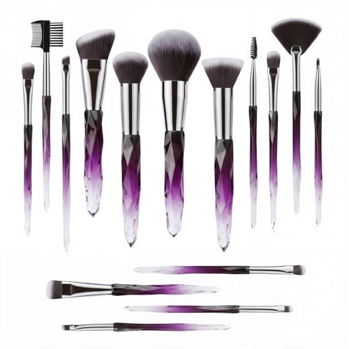 Kingtree Makeup Brush Set, 15PCS Crystal Makeup Brushes for Girls Make Up