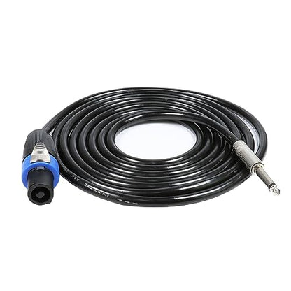 HBU 20 Feet Pack of 1 Speakon to 1/4" Cable - 1pc 20 Ft. Speak-On Male to 6.35mm TS Male Wire for Speaker, Loudspeaker, Audio Amplifier, Mixer - Heavy Duty Shielded Core with Twist Lock