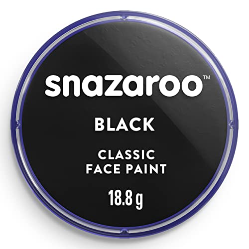 Snazaroo Classic Face and Body Paint, 18.8g Pot, Black | Non-Toxic Hypoallergenic, Safe, Washable, Face & Body Paint for Halloween, Cosplay Costumes, Dress Up, Parties and Festivals - color: Black, style: 18.8g (0.66-oz) Pot
