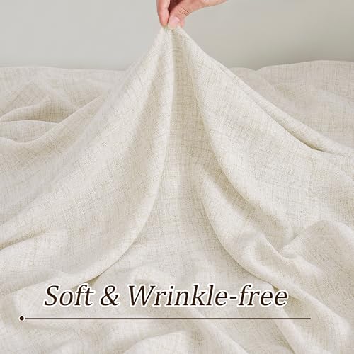 RAIN CITY Natural Pinch Pleated Curtains 45 Inches Long 2 Panels Set, Natural Linen Blend Slub Yarn Sheer Window Drape for Small Windows Bedroom 42 by 45 Inch - color: Natural, size: 42"W x 45"L (Pack of 2)