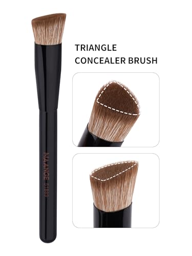 MAANGE Makeup Brushes 4 Pcs Makeup Brush Set for Foundation Concealer Contour Liquid Blending Face Kabuki Makeup Brush Kit (Black) - color: Black