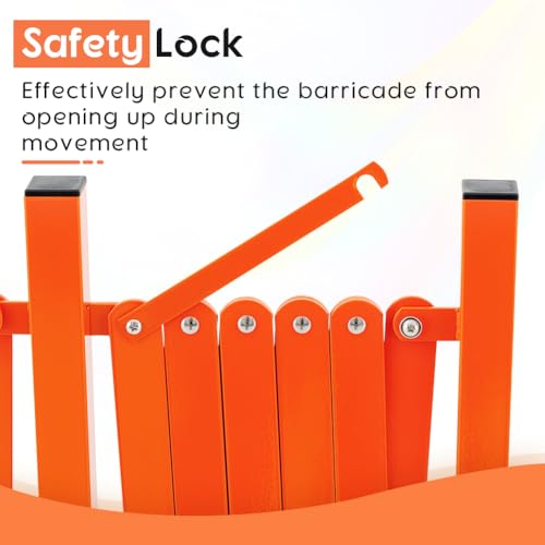 GYMTIME Expandable Metal Barricade, Portable Safety Barrier with Casters, Flexible Mobile Security Gate, Adjustable Traffic Fence for Shopping Mall, School, Warehouse, Orange, 16 Feet - size: 41 in-16 Feet(H-L), style: 16 Feet New Orange
