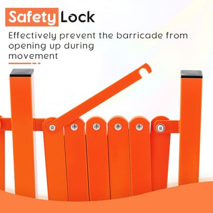 GYMTIME Expandable Metal Barricade, Portable Safety Barrier with Casters, Flexible Mobile Security Gate, Adjustable Traffic Fence for Shopping Mall, School, Warehouse, Orange, 16 Feet - size: 41 in-16 Feet(H-L), style: 16 Feet New Orange