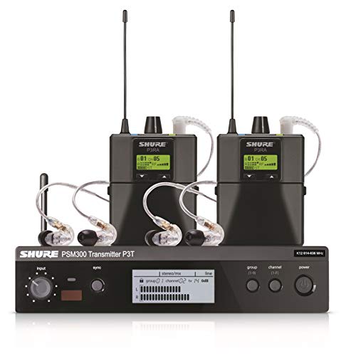 Shure PSM300 P3TRA215TWP Pro Wireless in-Ear Personal Monitor System with SE215-CL Earphones, Twinpack - H20 Band - size: Twinpack, style: H20 Band (518-542 MHz)