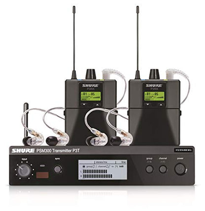 Shure PSM300 P3TRA215TWP Pro Wireless in-Ear Personal Monitor System with SE215-CL Earphones, Twinpack - H20 Band - size: Twinpack, style: H20 Band (518-542 MHz)