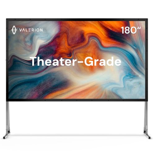 Valerion 180" Outdoor Projector Screen with Stand – 3-Min Setup, Wheeled Carry Bag, 4K/8K UHD Support, Freestanding, Portable Alloy Frame, 16:9 HD, Lightweight for Camping, Backyard, Home Theater - size: 180 inches