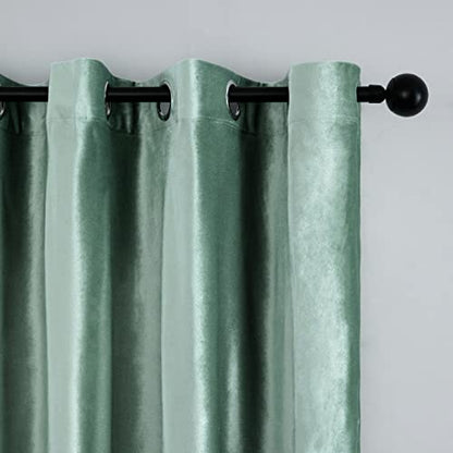 VOGOL Soft Flannel Trees Embroidered Grommet Curtains, Thermal Blackout Theater Curtain Panels, Room Darkening Drapes for Bedroom, 2 Pieces, 60 x 106 - color: Tree-green