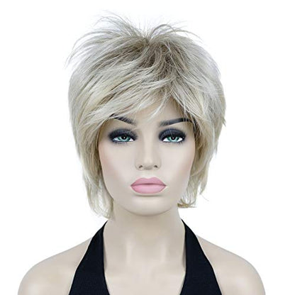 Lydell Short Layered Shaggy Wavy Full Synthetic Wigs (R12-26 Blonde Mix) - color: R12-26 Blonde Mix