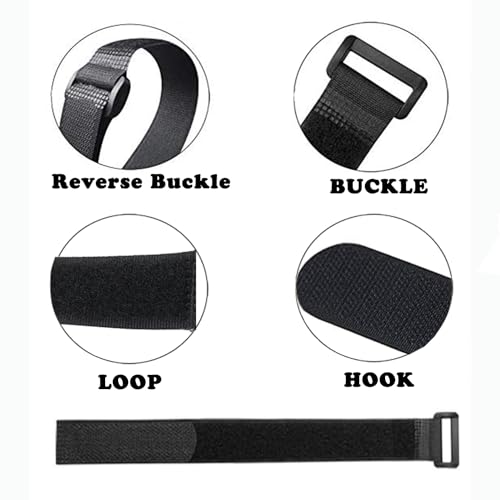 24 Pack (8"-12"-16"-20") Reusable Fastening Cable Straps,Cinch Straps | Adjustable Multi-Purpose Hook and Loop Straps with Buckle,Nylon Cable Ties,Cord Ties Organized Tidy for Wire Cable Management - size: (8-12-16-20) x 1'' (Black)
