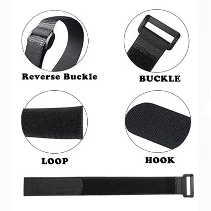 20 Pack(12x1 Inch) Reusable Fastening Cable Straps,Cinch Straps | Adjustable Multi-Purpose Hook and Loop Straps with Buckle,Nylon Cable Ties,Cord Ties Organized Tidy for Wire Cable Management - size: 12'' x 1'' (Black)