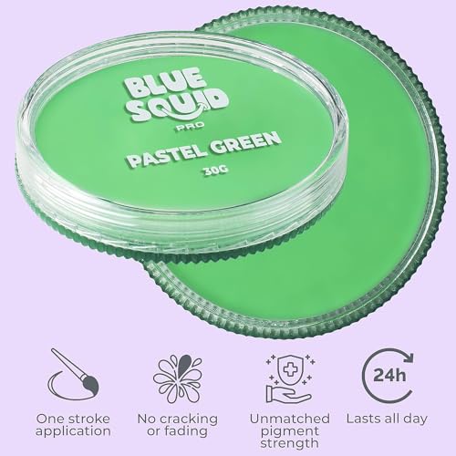 Blue Squid Face Paint Water Based Single Cake Professional Face Paint & Body Paint - Water Activated, Kids Adults Face Painting for Costume, Halloween Makeup, Cosplay - Pastel Green Face Paint 30g - color: Pastel Green 30g