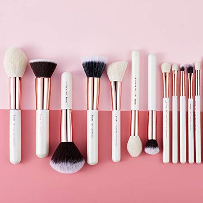 Jessup Brand 25pcs Professional Makeup Brush set Beauty Cosmetic Foundation Power Blushes eyelashes Lipstick Natural-Synthetic Hair Brushes set (Pearl White/Rose Gold) - color: Pearl White/Rose Gold