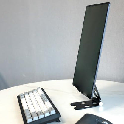 Kado Aluminum Alloy Tablet Stand for Portable Monitor, Foldable iPad Stand | Black Adjustable Holder Computer Office Desk Accessories for Kindle, Switch, iPad Pro/Air/Mini, iPhone Pro/Max/Plus - size: Aluminum Black