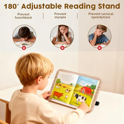 2 in 1 Dual-use Music Stand & Desktop Book Stand, Adjustable Height 16.5"-51", 100% Solid Wood Laptop Floor Stand Book Holder with Elastic Page Clips for Cookbooks (White with Tray) - color: White With Tray