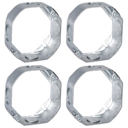 OHLECTRIC 4" Square Steel Work Box Extension Rings (4 Pack)| 1-1/2" Deep Box Ring with 1/2” & 3/4” Knockouts, Fire Rated | Ideal for Lighting Fixtures, Switches and Receptacles - size: 1/2" & 3/4" KO Extension Ring