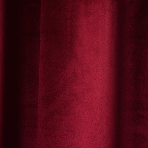Cherry Home Set of 2 Velvet Flannel Room Darkening Blackout Curtains Panels Drapes Grommet 52 Wide by 108 Long Burgundy for Living Room - color: Burgundy, size: 52"W x 108"L (Pack of 1)