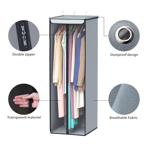 Univivi Garment Bags for Hanging Clothes, Cloth Bag 54 In, 2 PCS, Grey - color: Grey, size: 54"-2PCS