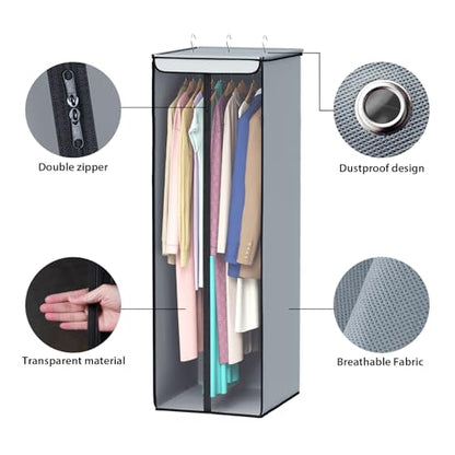 Univivi Garment Bags for Hanging Clothes, Cloth Bag 54 In, 2 PCS, Grey - color: Grey, size: 54"-2PCS