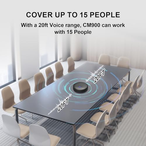 CM900 Conference Speaker and Microphone, 4 AI Mics 360° 20ft (7m) Voice Pickup, Noise Reduction, USB C & Bluetooth 5.3 (20m & 66ft) Speakerphone for 16 People, Compatible with Leading Platforms - color: Blue