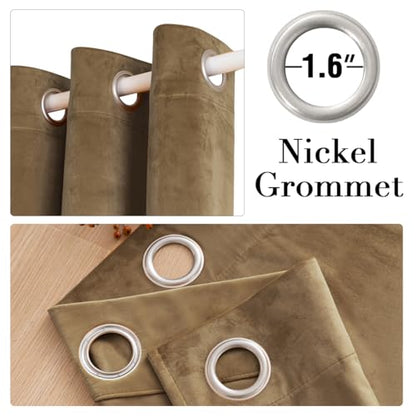 H.VERSAILTEX Luxury Velvet Curtains for Living Room, 84 Inch, Camel - color: Camel, size: 52"W x 84"L (Pack of 2)