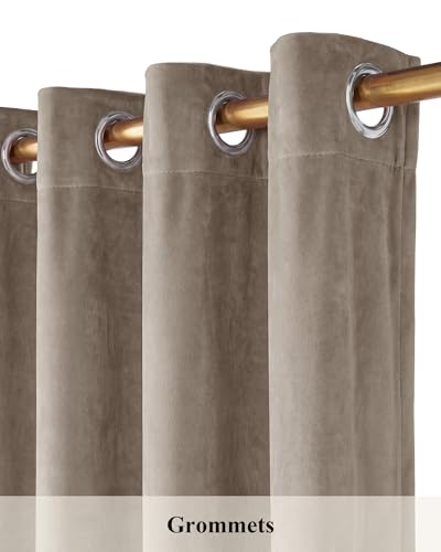 StangH Taupe Velvet Room Darkening Panels Privacy Protect, W42 x L84, 2 Pcs - color: Beige Series - Taupe, size: 42"W x 84"L (Pack of 2)