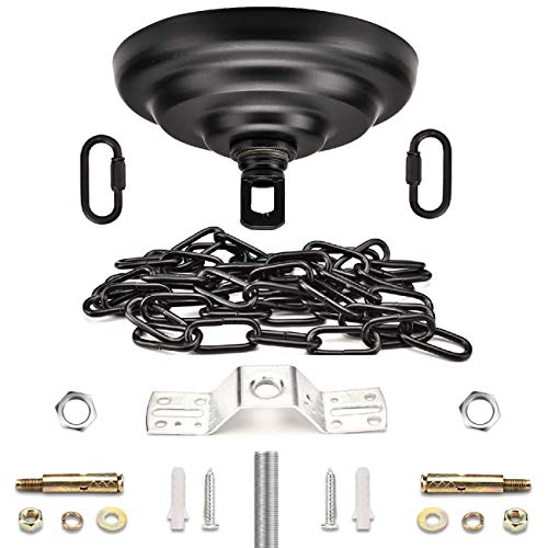 Heavy Duty Canopy Kit and 3.2 feet Pendant Light Fixture Chain for Chandelier or Swag Light Fixtures,Vintage Black - color: Black