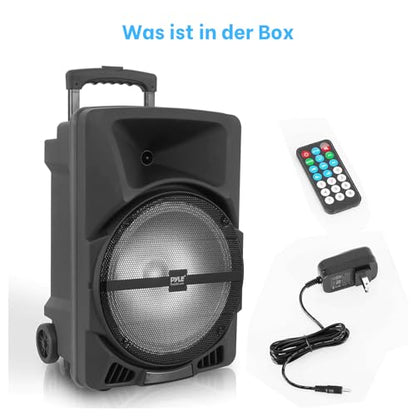 Pyle Wireless Portable PA Speaker System -1200W High Powered Bluetooth Compatible Indoor&Outdoor DJ Sound Stereo Loudspeaker wITH USB MP3 AUX 3.5mm Input, Flashing Party Light & FM Radio -PPHP1544B - color: Charcoal