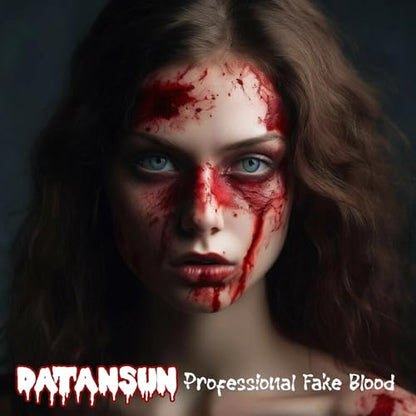 4 IN 1 Fake Blood Kit，Fake Blood 1.69oz X2 + Spray Head+Dripping Head+Cleaning Soap【Washable】【Realistic Effect】【Skin Friendly】Professional Fake Blood Makeup Kit For Halloween/Cosplay，DarkX2 - color: Dark+Dark