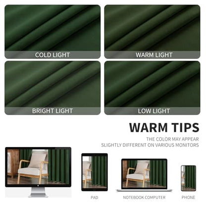 CUCRAF Dark Olive Green Velvet 100% Blackout Curtains 90 inches Long, Thermal Insulated, Noise Reducing Rod Pocket Luxury Drapes for Bedroom Living Room(52x90 inches, 2 Panels) - color: Dark Olive Green, size: 52"W x 90"L (Pack of 2)