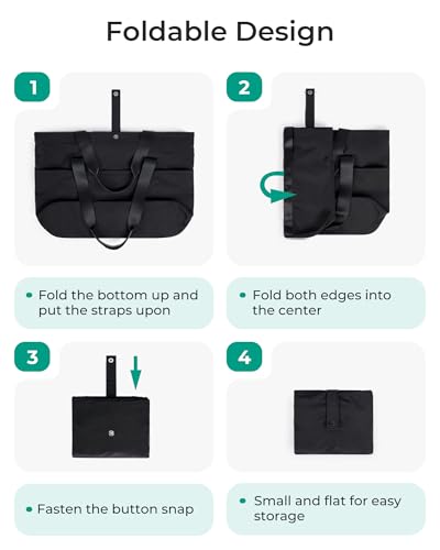 BAGSMART Tote Bag for Women, Foldable Tote Bag With Zipper Travel Shoulder Bag Handbag for Work - color: Military Green