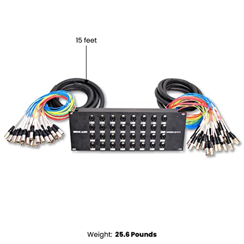 Seismic Audio - SARMSS-32x1515 - 32 Channel XLR TRS Combo Splitter Snake Cable - two 15' XLR trunks - size: 15 Foot x 15 Foot - 32 Channel